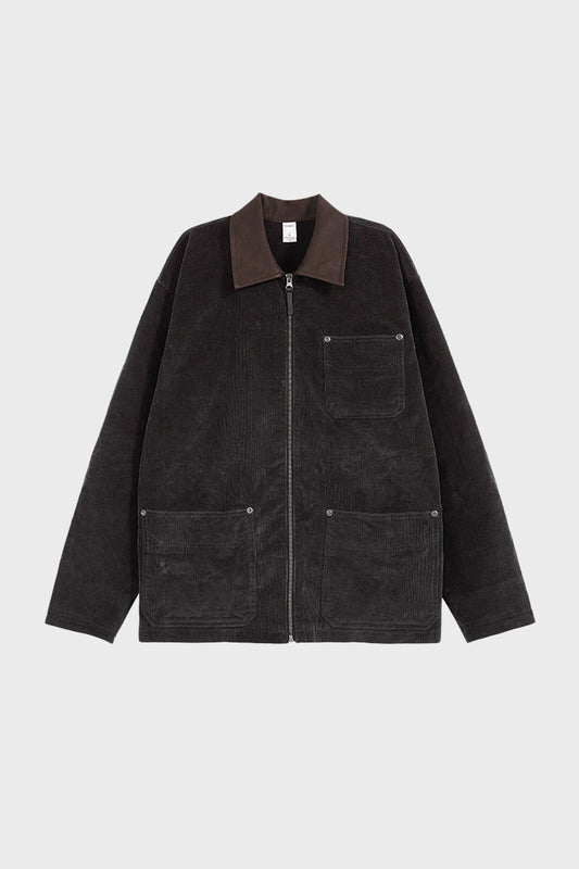 Corduroy & Leather Collar Work Jacket