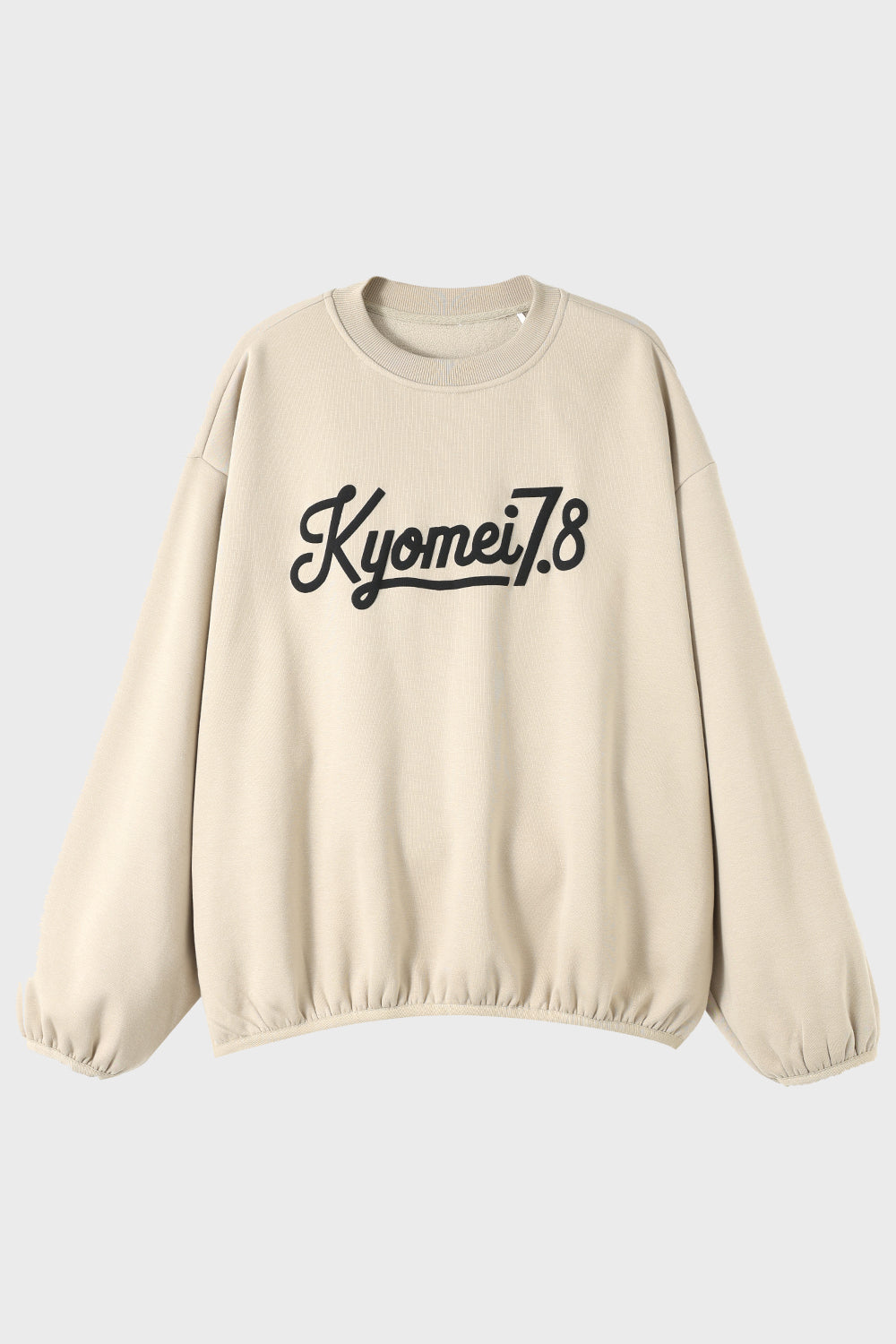 Fleece-Lined Cropped Long Sleeve Tee with Raised Logo Print