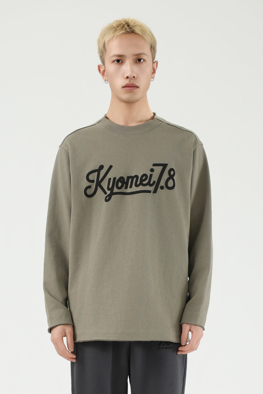 Distressed Long Sleeve Tee with 3D Logo Print